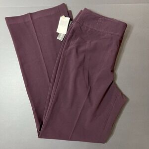 Versailles Pants Womens 8 Purple High Rise Straight Leg Stretch Business NWT